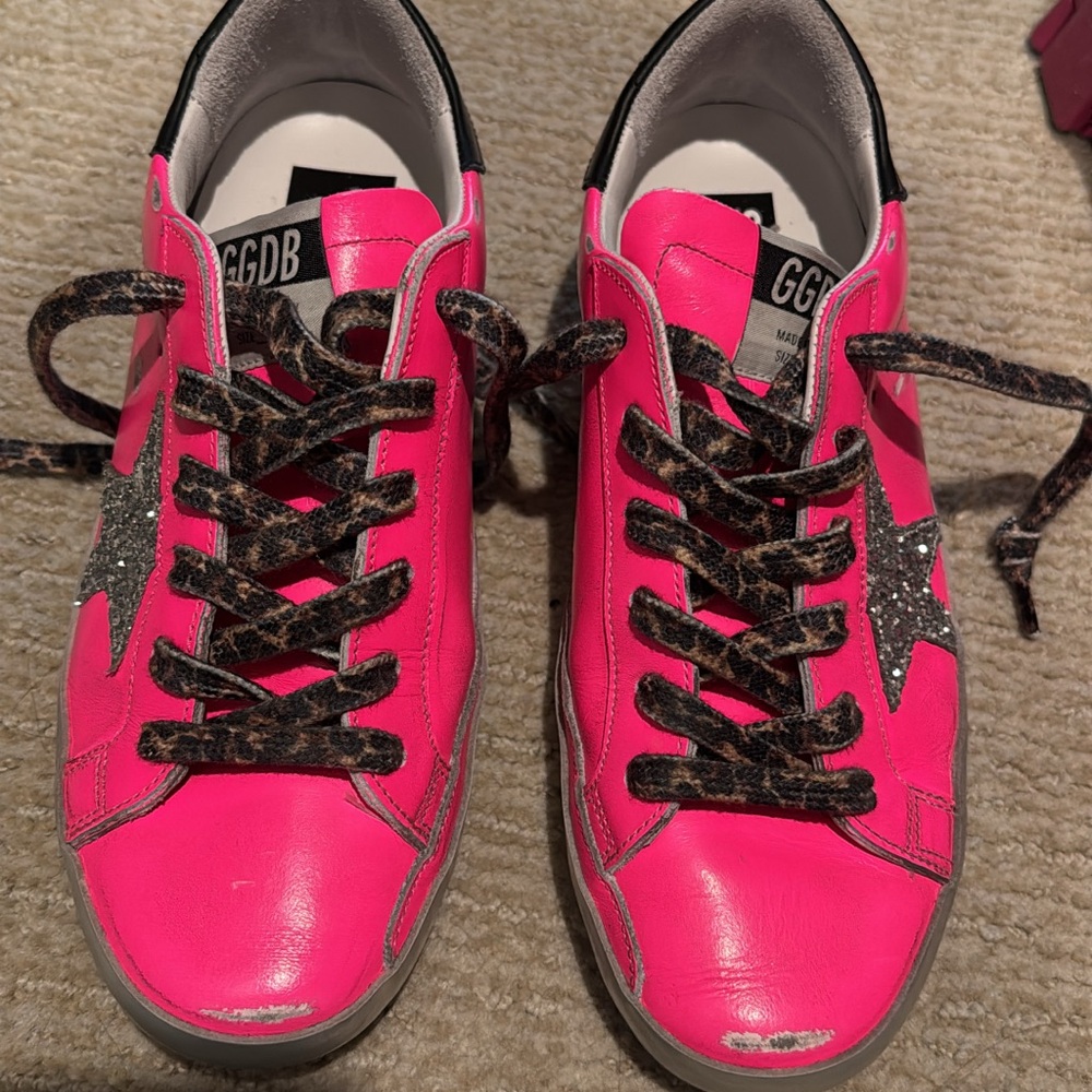 Golden Goose Pink and Black Sneakers Vibrant Design